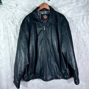 Hard Rock Cafe Orlando Leather Jacket Men 3XL Black Zip Up Embroidered Logo coat